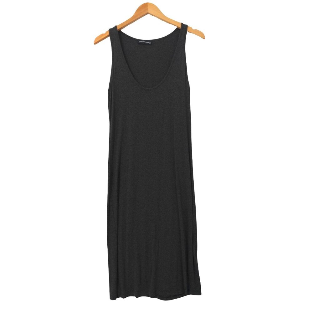 Matti Mamane Midi Tank Dress Womens S Gray‎ Sleeveless Scoop Neck Stretch Knit